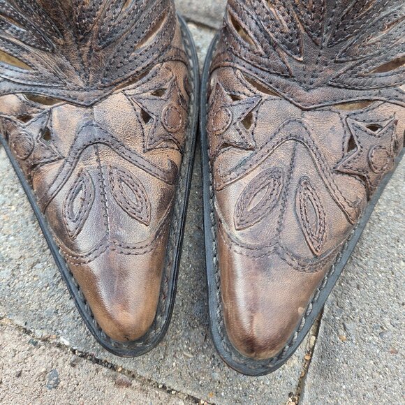 Sz 8 Vintage Carlos by Carlos Santana "Rodeo" Leather Cowgirl/Western Mules - Picture 3 of 8